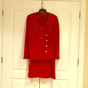 Elegant Red Knit Suit